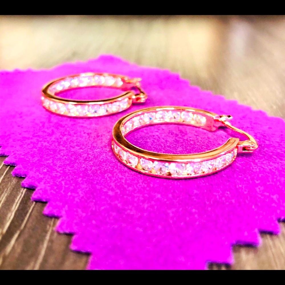 65.) New Diamond Hoops in Rose Gold